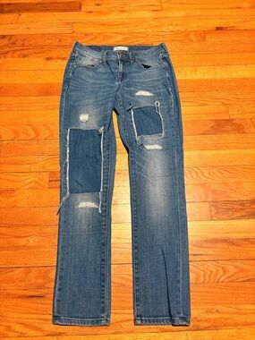 Madewell Blue Patchwork Straight-Leg Jeans